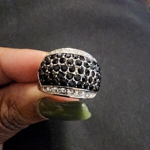 Park Lane Dome Ring with Black and Clear Stones